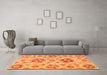 Machine Washable Abstract Orange Modern Area Rugs in a Living Room, wshabs3805org