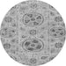 Round Machine Washable Abstract Gray Modern Rug, wshabs3805gry