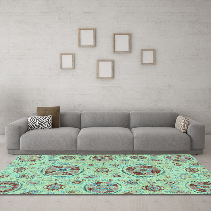 Machine Washable Abstract Light Blue Modern Rug in a Living Room, wshabs3805lblu