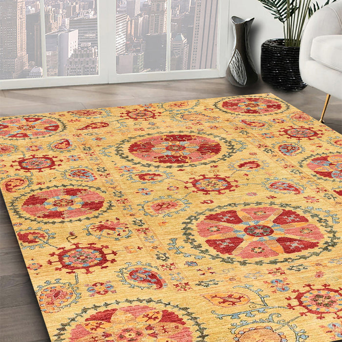 Abstract Orange Modern Rug in Family Room, abs3805