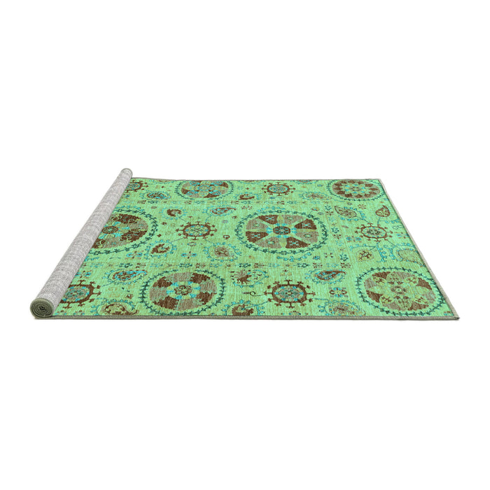 Sideview of Machine Washable Abstract Turquoise Modern Area Rugs, wshabs3805turq