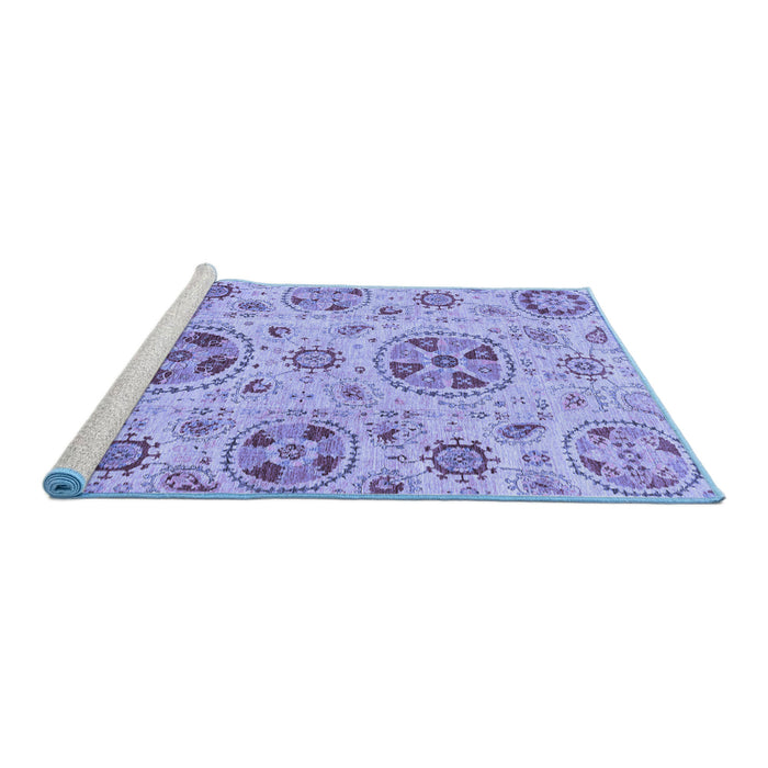 Sideview of Machine Washable Abstract Blue Modern Rug, wshabs3805blu