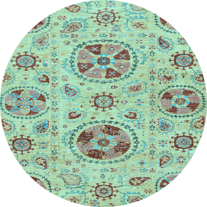 Round Machine Washable Abstract Light Blue Modern Rug, wshabs3805lblu