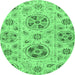 Round Abstract Emerald Green Modern Rug, abs3805emgrn