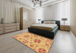 Machine Washable Abstract Orange Rug in a Bedroom, wshabs3805