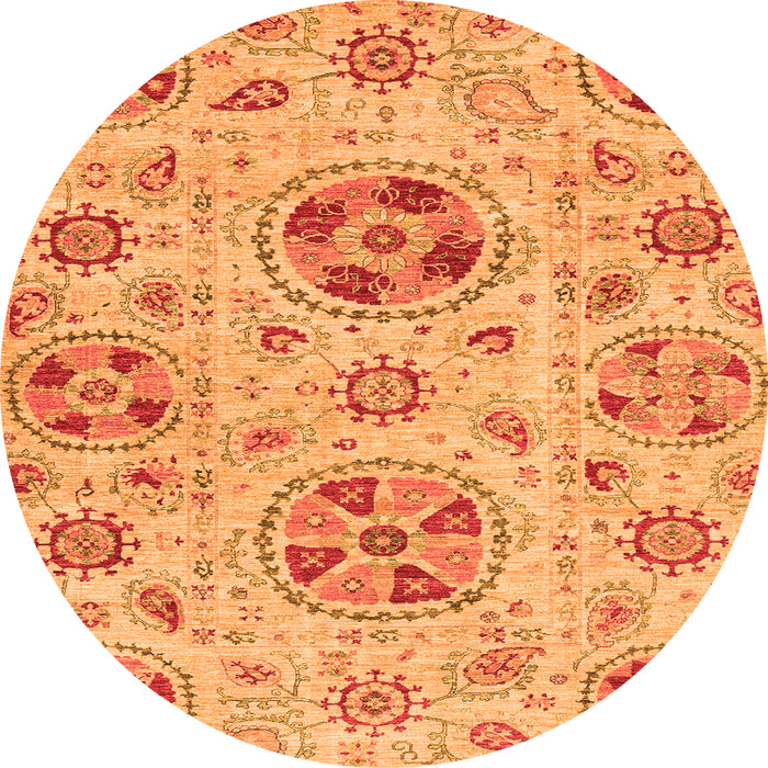 Round Abstract Orange Modern Rug, abs3805org