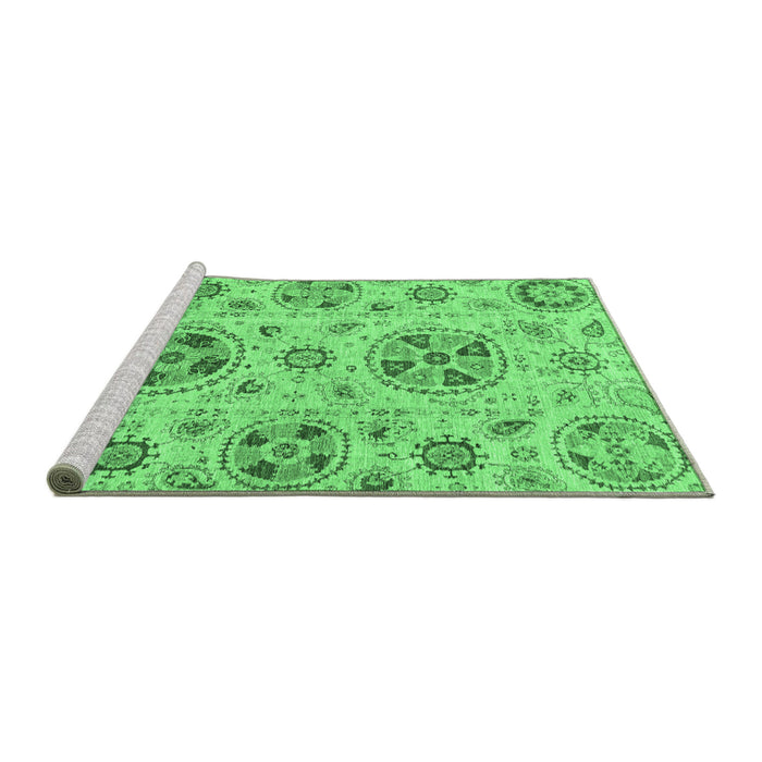 Sideview of Machine Washable Abstract Emerald Green Modern Area Rugs, wshabs3805emgrn