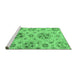 Sideview of Machine Washable Abstract Emerald Green Modern Area Rugs, wshabs3805emgrn