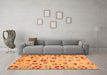 Machine Washable Abstract Orange Modern Area Rugs in a Living Room, wshabs3806org