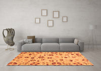 Machine Washable Abstract Orange Modern Rug, wshabs3806org