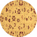 Round Abstract Brown Modern Rug, abs3806brn