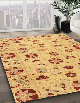 Abstract Orange Modern Rug in Family Room, abs3806