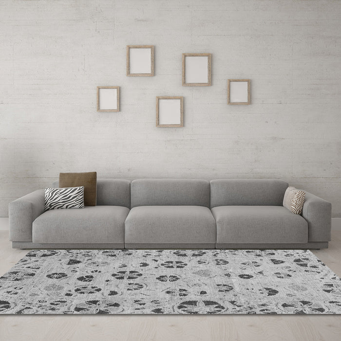 Machine Washable Abstract Gray Modern Rug in a Living Room,, wshabs3806gry
