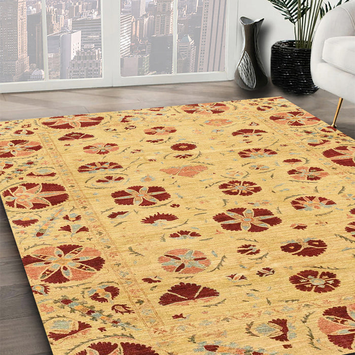 Machine Washable Abstract Orange Rug in a Family Room, wshabs3806