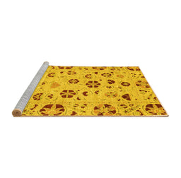 Sideview of Machine Washable Abstract Yellow Modern Rug, wshabs3806yw