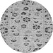 Round Machine Washable Abstract Gray Modern Rug, wshabs3806gry