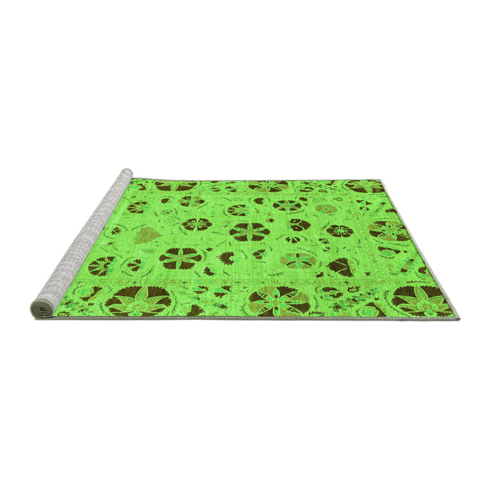 Sideview of Machine Washable Abstract Green Modern Area Rugs, wshabs3806grn