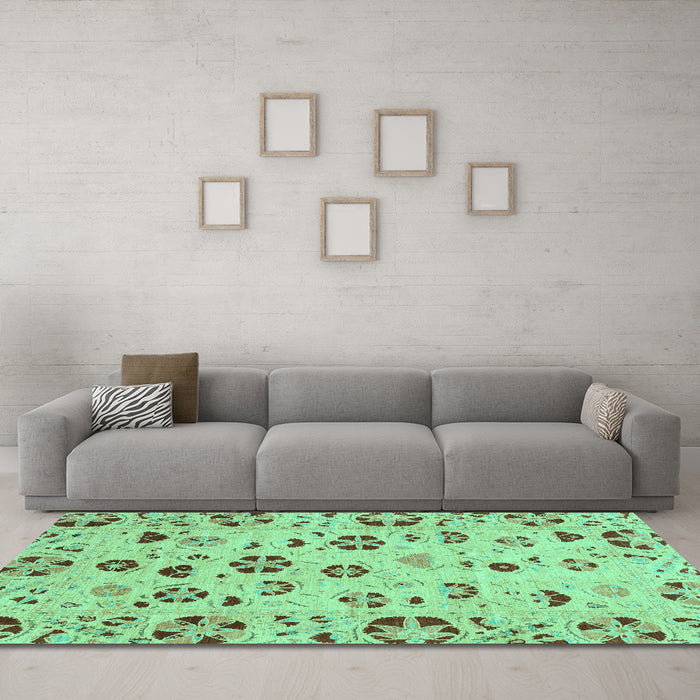 Machine Washable Abstract Turquoise Modern Area Rugs in a Living Room,, wshabs3806turq