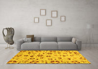 Machine Washable Abstract Yellow Modern Rug, wshabs3806yw