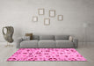 Machine Washable Abstract Pink Modern Rug in a Living Room, wshabs3806pnk