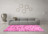 Machine Washable Abstract Pink Modern Rug, wshabs3806pnk