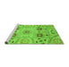 Sideview of Machine Washable Abstract Green Modern Area Rugs, wshabs3807grn