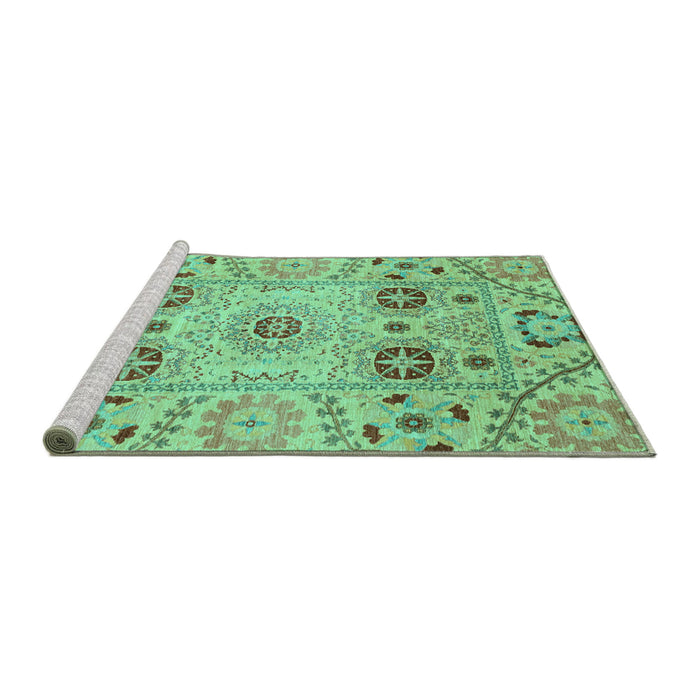 Sideview of Machine Washable Abstract Turquoise Modern Area Rugs, wshabs3807turq