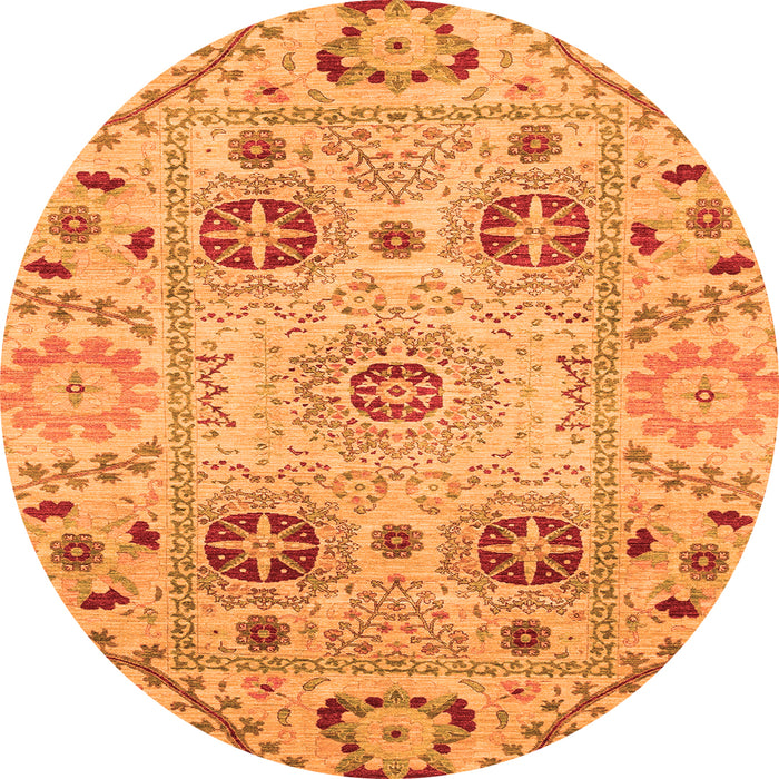 Round Abstract Orange Modern Rug, abs3807org