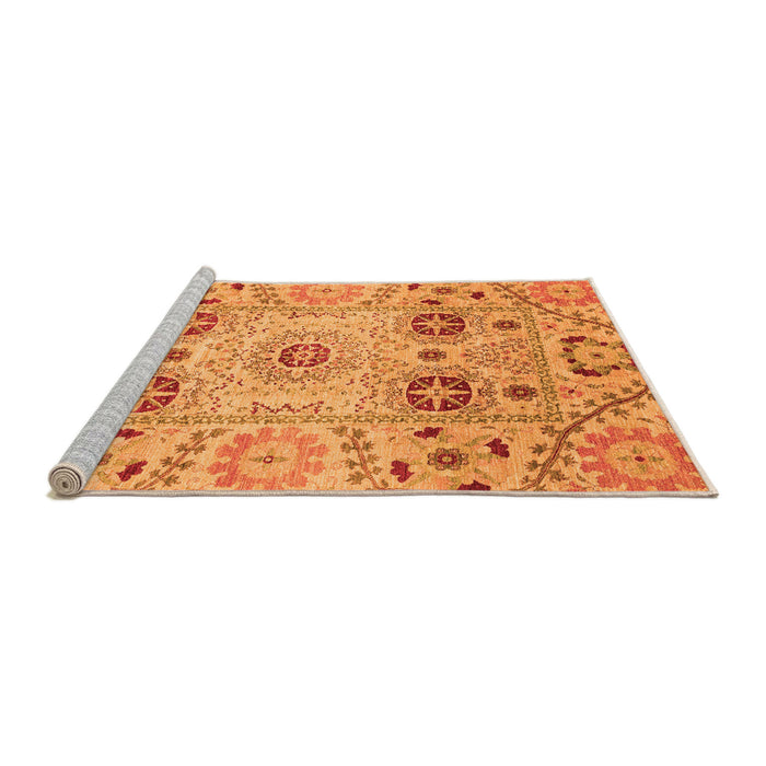 Sideview of Machine Washable Abstract Orange Modern Area Rugs, wshabs3807org