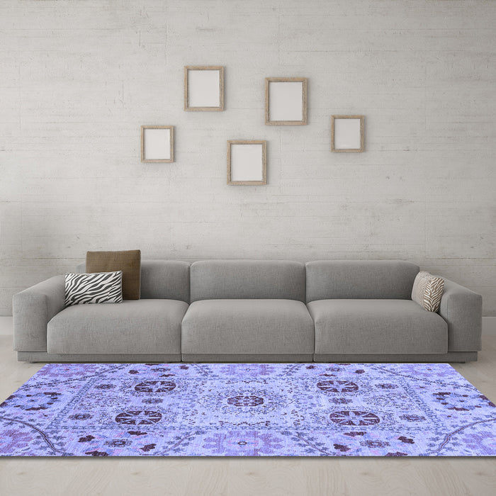 Machine Washable Abstract Blue Modern Rug in a Living Room, wshabs3807blu