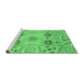 Sideview of Machine Washable Abstract Emerald Green Modern Area Rugs, wshabs3807emgrn