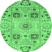 Round Abstract Emerald Green Modern Rug, abs3807emgrn