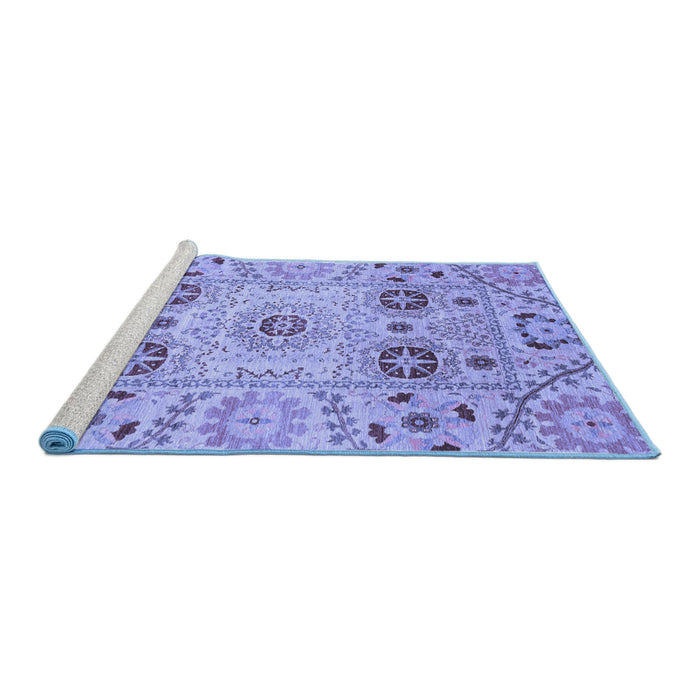 Sideview of Machine Washable Abstract Blue Modern Rug, wshabs3807blu