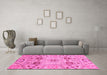 Machine Washable Abstract Pink Modern Rug in a Living Room, wshabs3807pnk