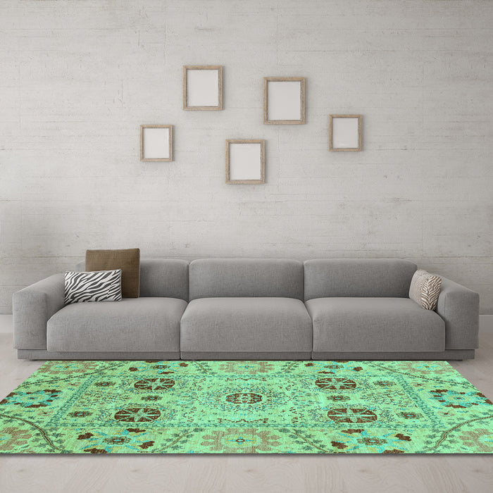 Machine Washable Abstract Turquoise Modern Area Rugs in a Living Room,, wshabs3807turq