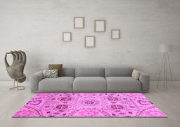 Machine Washable Abstract Purple Modern Area Rugs in a Living Room, wshabs3807pur