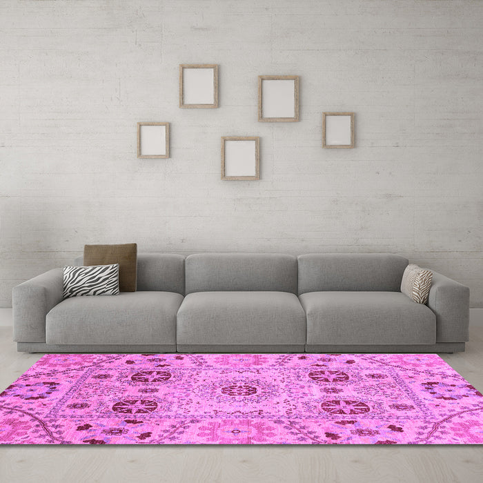 Machine Washable Abstract Purple Modern Area Rugs in a Living Room, wshabs3807pur