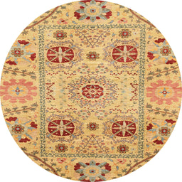 Round Machine Washable Abstract Orange Rug, wshabs3807