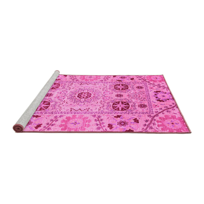 Sideview of Machine Washable Abstract Pink Modern Rug, wshabs3807pnk