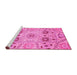 Sideview of Machine Washable Abstract Pink Modern Rug, wshabs3807pnk