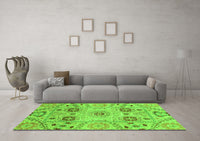 Machine Washable Abstract Green Modern Rug, wshabs3807grn