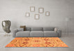 Machine Washable Abstract Orange Modern Area Rugs in a Living Room, wshabs3807org