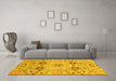 Machine Washable Abstract Yellow Modern Rug in a Living Room, wshabs3807yw