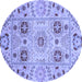 Round Abstract Blue Modern Rug, abs3807blu