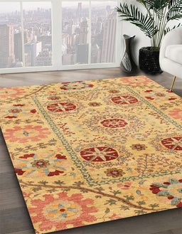 Machine Washable Abstract Orange Rug in a Family Room, wshabs3807
