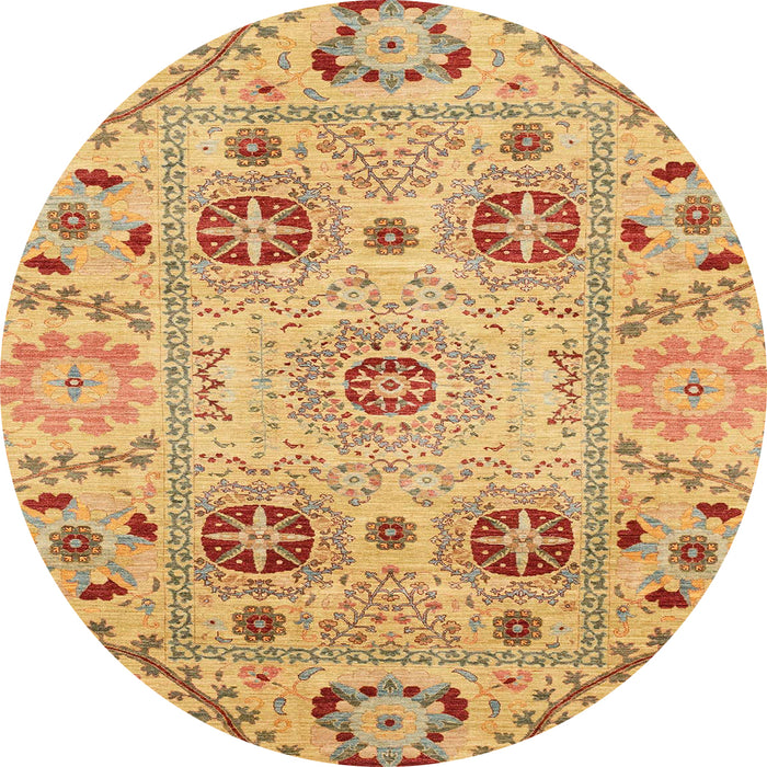 Round Abstract Orange Modern Rug, abs3807