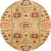 Round Abstract Orange Modern Rug, abs3807