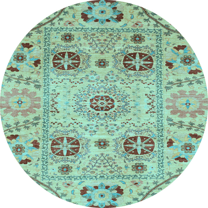 Round Abstract Light Blue Modern Rug, abs3807lblu