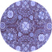 Round Machine Washable Abstract Blue Modern Rug, wshabs3808blu