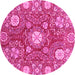 Round Abstract Pink Modern Rug, abs3808pnk